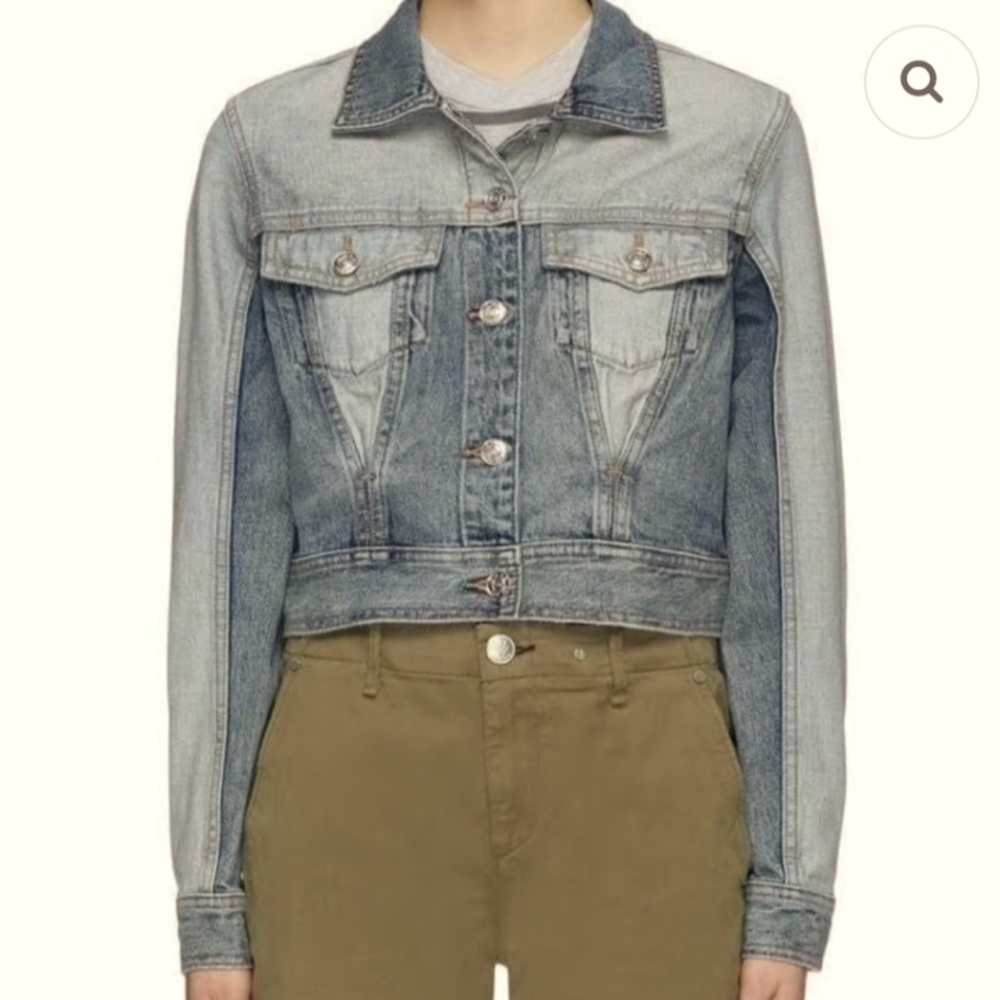 Current/Elliott The Reversed Jean Jacket In Two Tone Denim Size Size Small